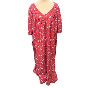 Anthony Richards Red Butterfly Star Print House Dress Muumuu Plus Size 2X V-Neck